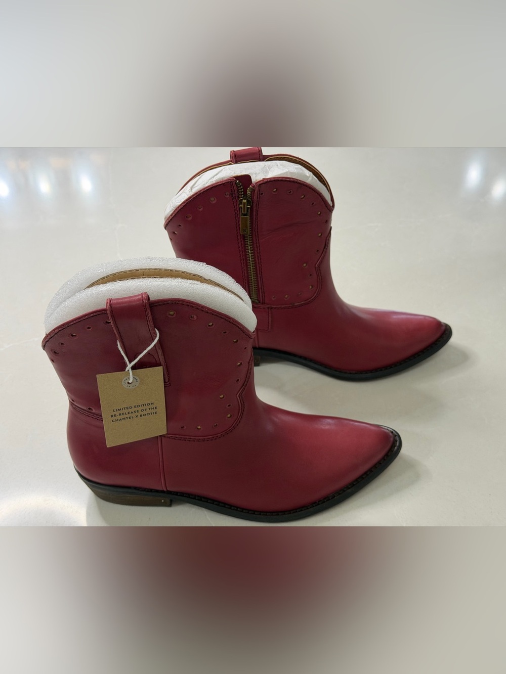 NIB Lucky Brand Ltd Edition Chantel X Western Bootie Rossa Red 8.5M